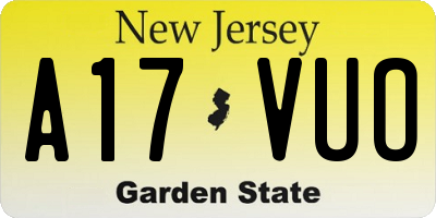 NJ license plate A17VUO
