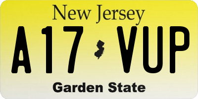 NJ license plate A17VUP