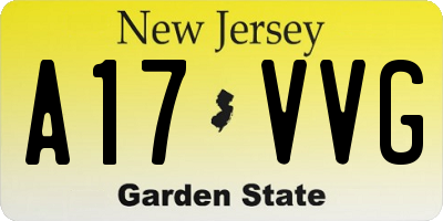 NJ license plate A17VVG
