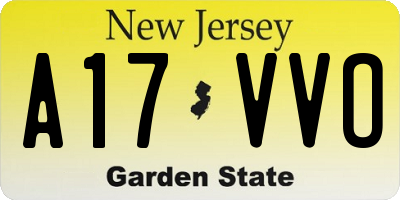NJ license plate A17VVO