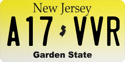 NJ license plate A17VVR