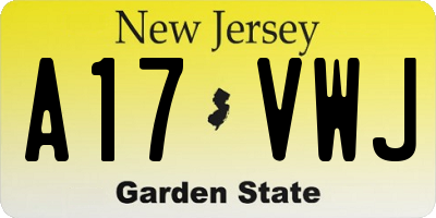 NJ license plate A17VWJ