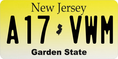 NJ license plate A17VWM