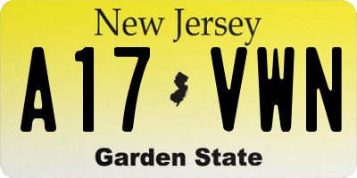 NJ license plate A17VWN
