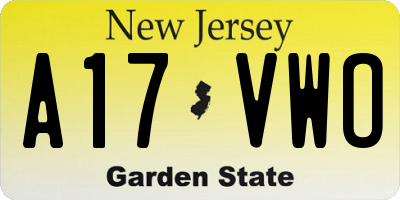 NJ license plate A17VWO