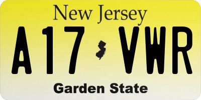 NJ license plate A17VWR