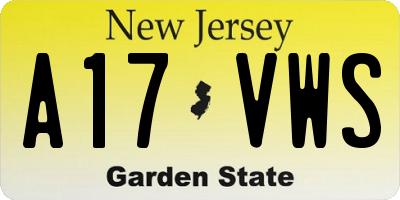 NJ license plate A17VWS