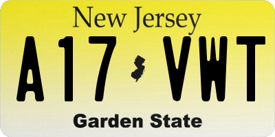 NJ license plate A17VWT