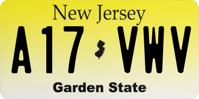 NJ license plate A17VWV