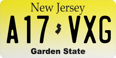 NJ license plate A17VXG