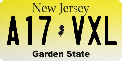 NJ license plate A17VXL