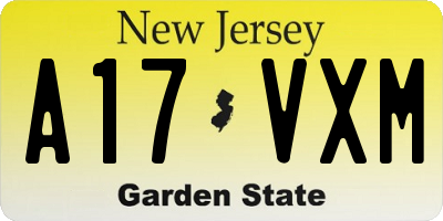 NJ license plate A17VXM