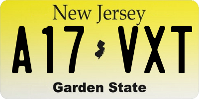 NJ license plate A17VXT