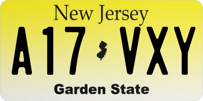 NJ license plate A17VXY