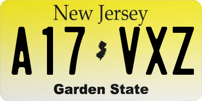 NJ license plate A17VXZ