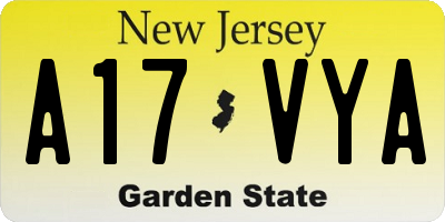 NJ license plate A17VYA
