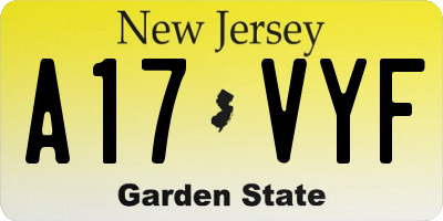 NJ license plate A17VYF