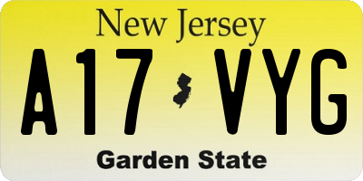 NJ license plate A17VYG