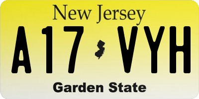 NJ license plate A17VYH