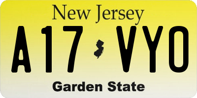 NJ license plate A17VYO