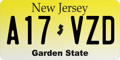 NJ license plate A17VZD