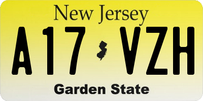 NJ license plate A17VZH
