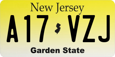 NJ license plate A17VZJ