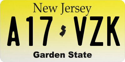 NJ license plate A17VZK