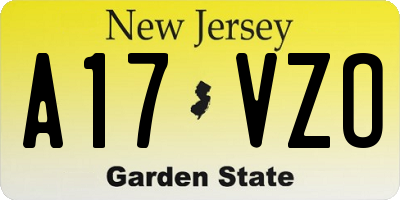 NJ license plate A17VZO