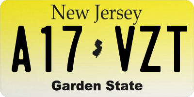 NJ license plate A17VZT