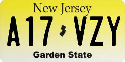NJ license plate A17VZY