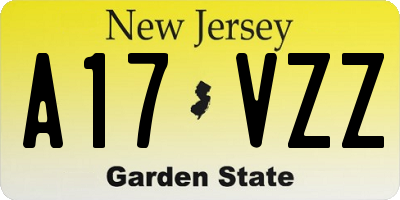 NJ license plate A17VZZ