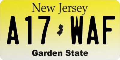 NJ license plate A17WAF