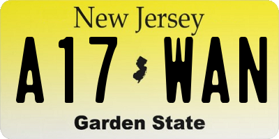 NJ license plate A17WAN