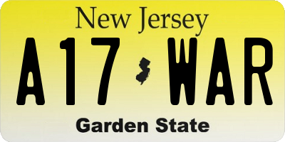 NJ license plate A17WAR