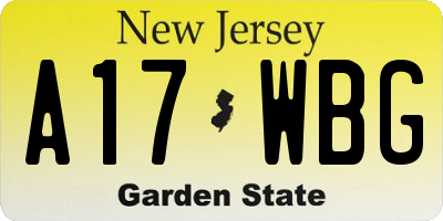 NJ license plate A17WBG