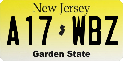 NJ license plate A17WBZ
