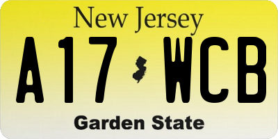 NJ license plate A17WCB