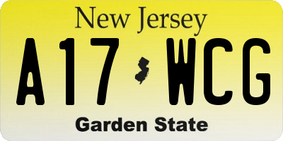 NJ license plate A17WCG