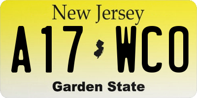 NJ license plate A17WCO