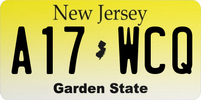 NJ license plate A17WCQ