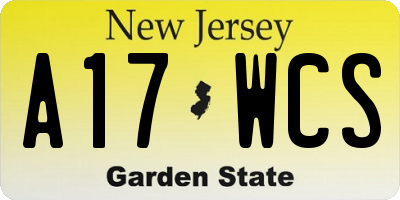 NJ license plate A17WCS
