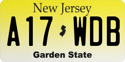NJ license plate A17WDB