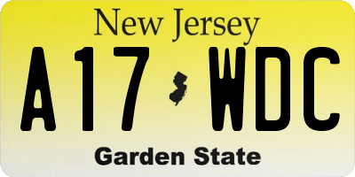 NJ license plate A17WDC