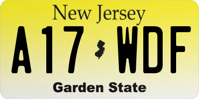 NJ license plate A17WDF