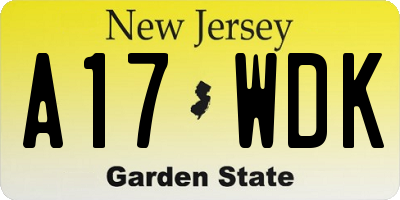 NJ license plate A17WDK