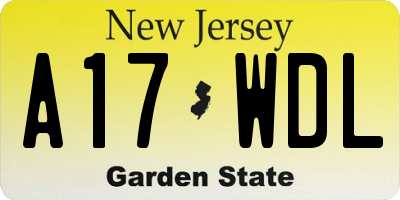 NJ license plate A17WDL