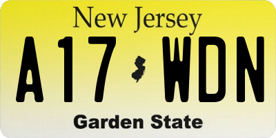 NJ license plate A17WDN