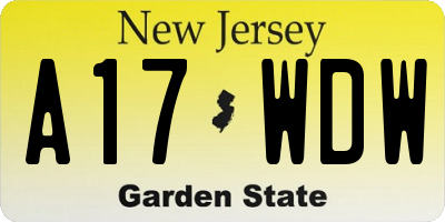 NJ license plate A17WDW