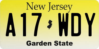 NJ license plate A17WDY